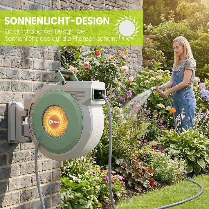 Schlauchtrommel Wasser40m + 2m, 180° Schwenkbar Wand-Schlauchbox, Automatischer Gartenschlauch tromm