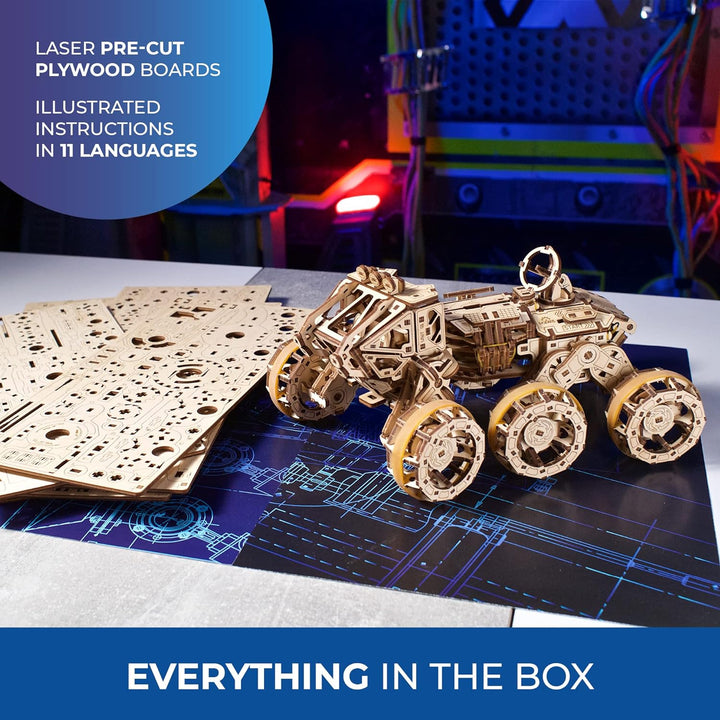 UGEARS Bemannter Mars Rover - Modellbausatz Erwachsene - 3D Holzpuzzle Mars Rover - Modellbau Holzba