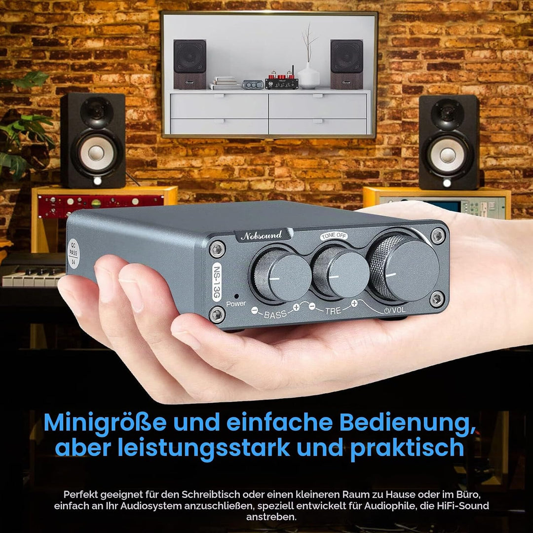 [2021 Upgraded] Nobsound Hi-Fi 100W×2 Digital Power Amplifier Stereo Verstärker with Treble Bass Con