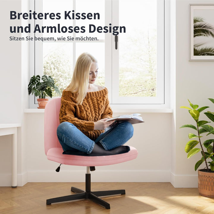 Naspaluro Bürostuhl Ohne Armlehnen, Schreibtischstuhl mit Stoffbezug, Lesesessel mit Breiterem Polst