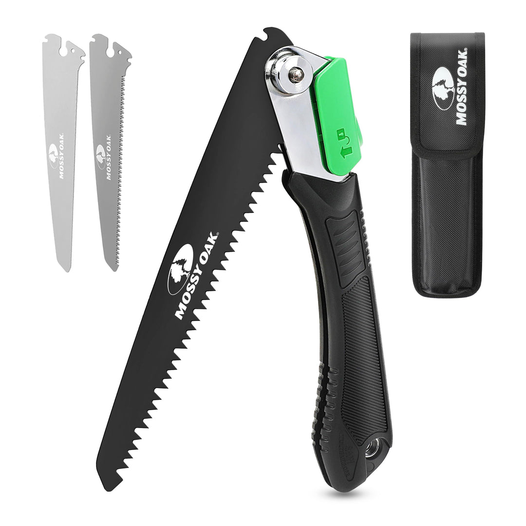 Mossy Oak 3 in 1 Handsäge Astsäge klappbar inkl. 3 scharfe Klingen aus Cr-V, Multifunktions Klappsäg