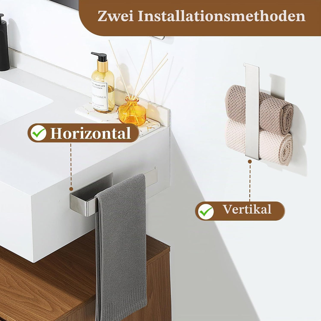 Handtuchhalter ohne Bohren, 25CM 304 Edelstahl Handtuchstange zum Kleben für Bad &amp; Küche，Modernes De