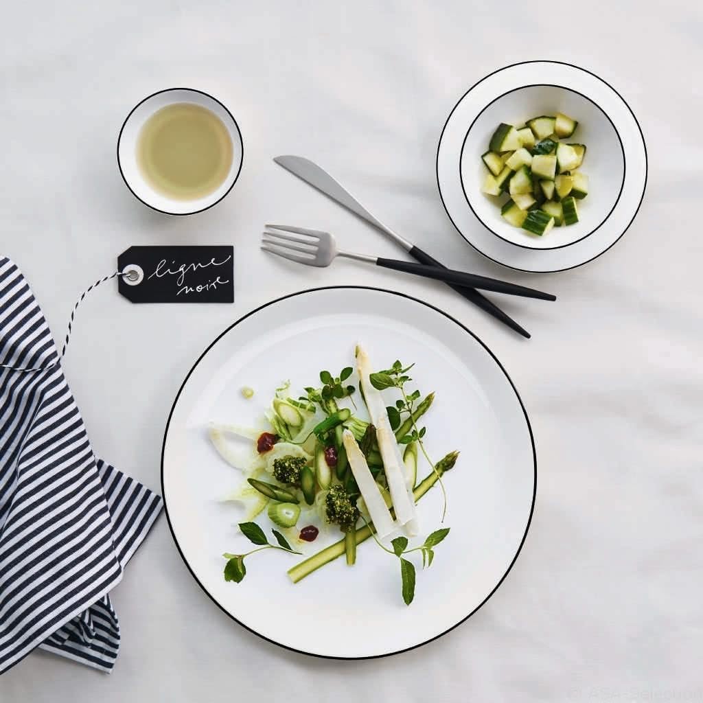 à table ligne noire Pasta-/Suppenteller 22 cm, Weiss