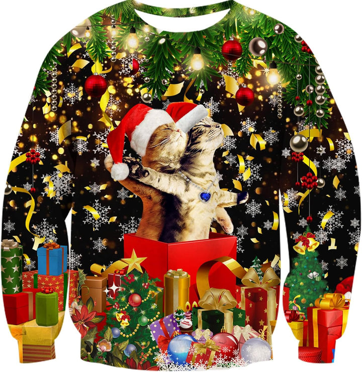 NEWISTAR Unisex Weihnachtspullover Jungen Strickpullover 3D Druck Pullover Weihnachten Jumper Ugly C