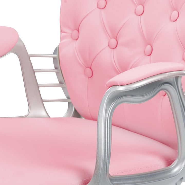Büro Schreibtischstuhl Drehstuhl Kunstleder Verstellbar Lehne Rosa Princess