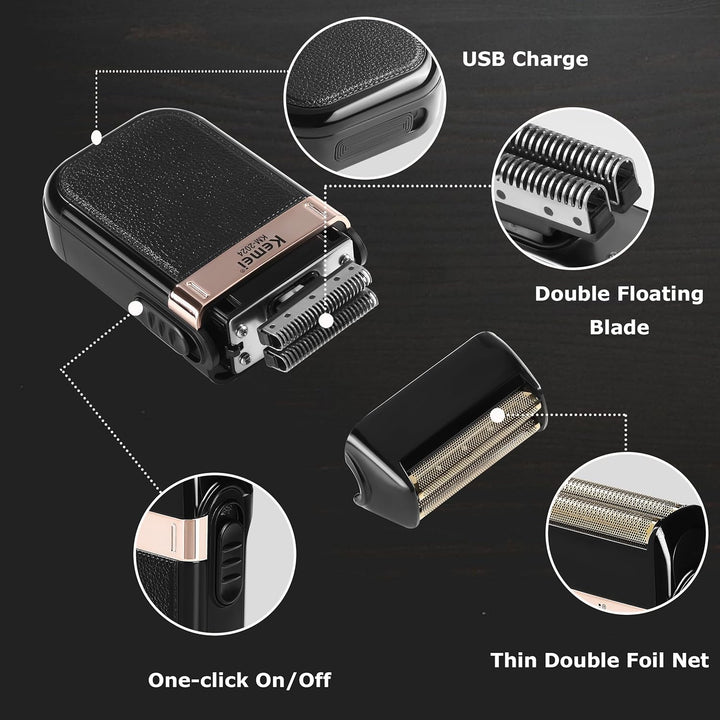KEMEI 2 in 1 Haartrimmer & Folienrasierer Set fur Manner, Kabelloser T Blade Bart Trimmer und Rasier
