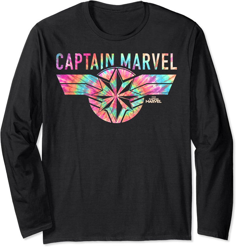 Captain Marvel Tie Dye Logo Fill Langarmshirt