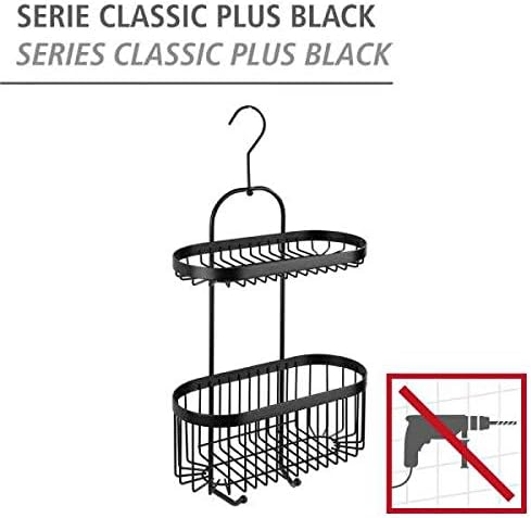 WENKO Bad-Caddy Classic Plus Black - Duschregal, Wandkorb mit hochwertigem Rostschutz, Stahl, 26.5 x