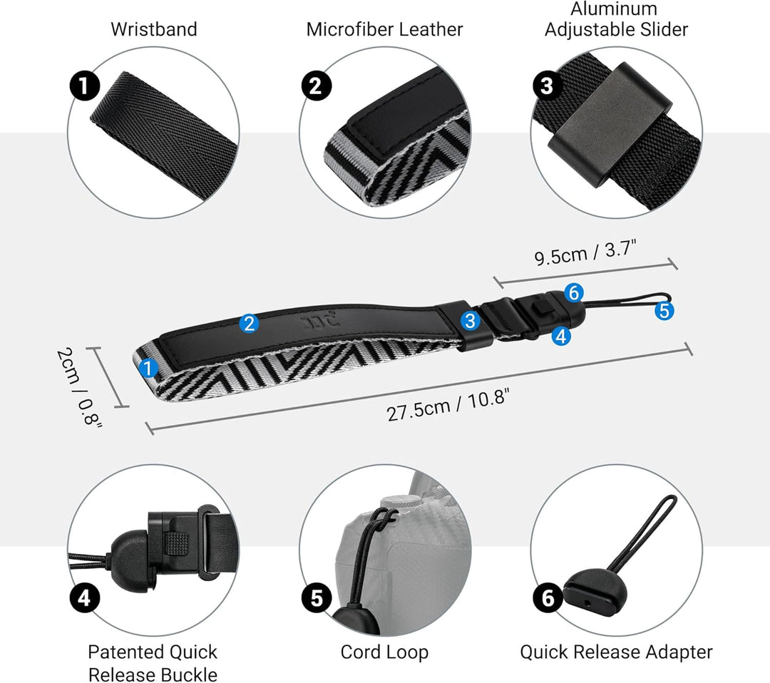 JJC Universelle Kamera-Handschlaufe Schwarz, Schwarz