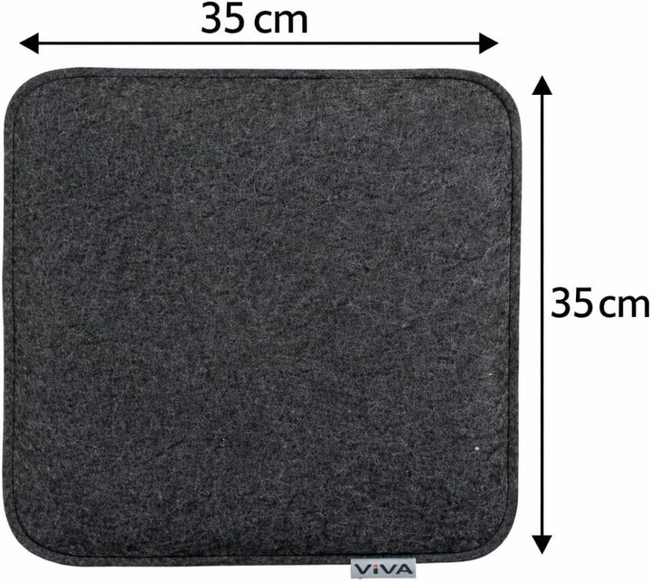Brandsseller Sitzkissen Filz Eckig Stuhlkissen Sitzauflage Gepolstert - 35 x 35 x 2 cm - 6er Vorteil