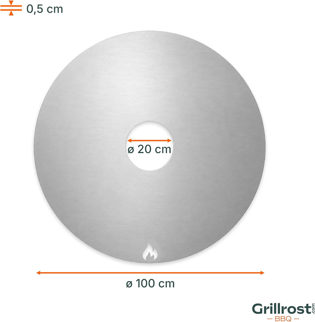 Grillrost.com Das Original Feuerplatte 100cm - 5mm Grillplatte für Feuertonne und Grilltonne - Made
