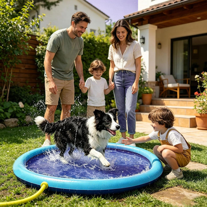Wasserpad für Hunde Auslaufsicherer robuster Pool | Hunde Sprinkler Spielzeug Spielmatte für Haustie