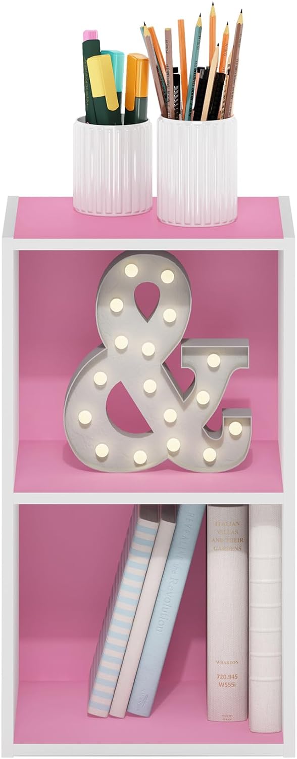 Furinno Luder Bücherregal 30.5(W) x 53.9(H) x 23.7(D) cm Weiss/Rosa, 30.5(W) x 53.9(H) x 23.7(D) cm