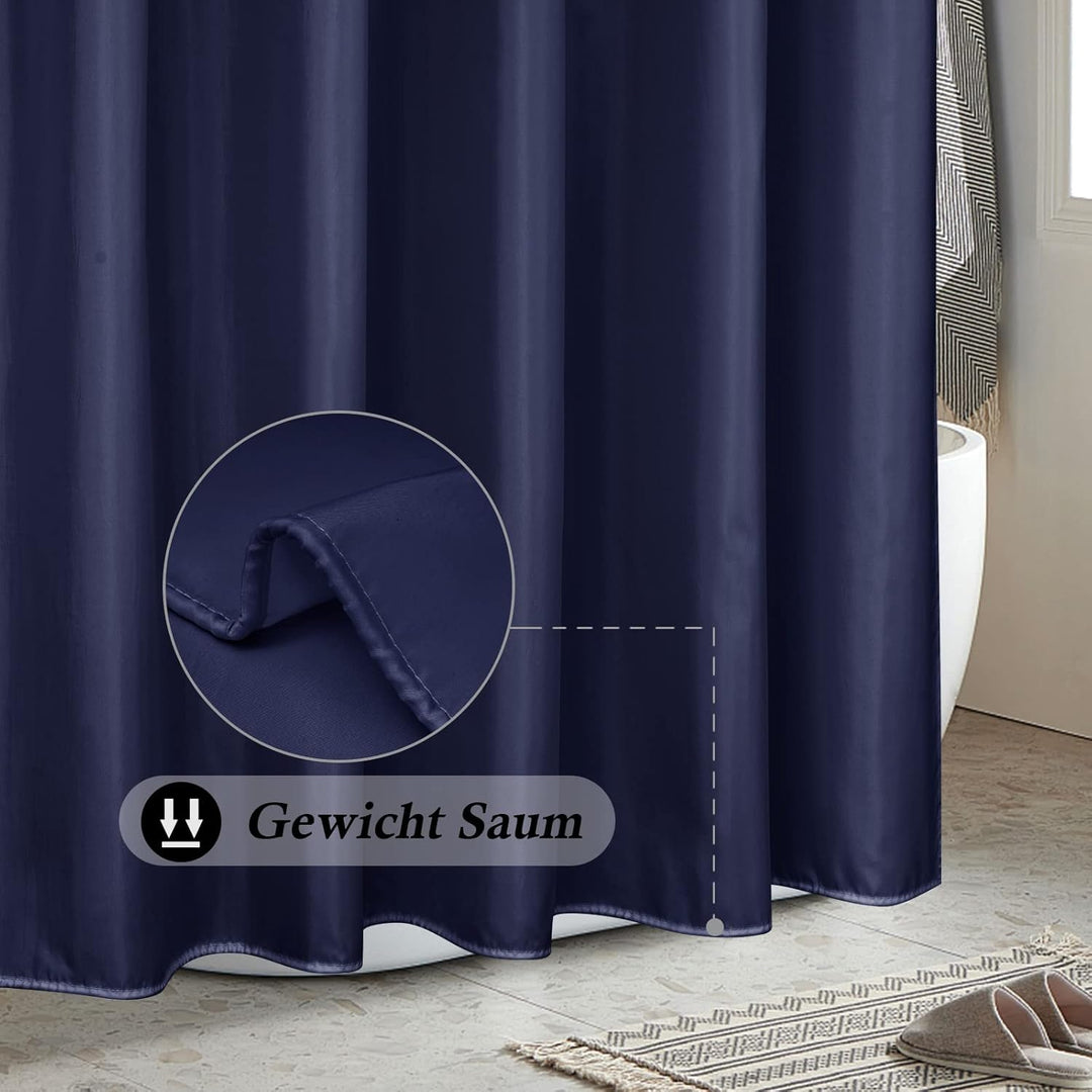 EurCross Duschvorhang Blau180x200 cm, Wasserdicht Waschbar Anti Schimmel Shower Curtain, Textil Poly