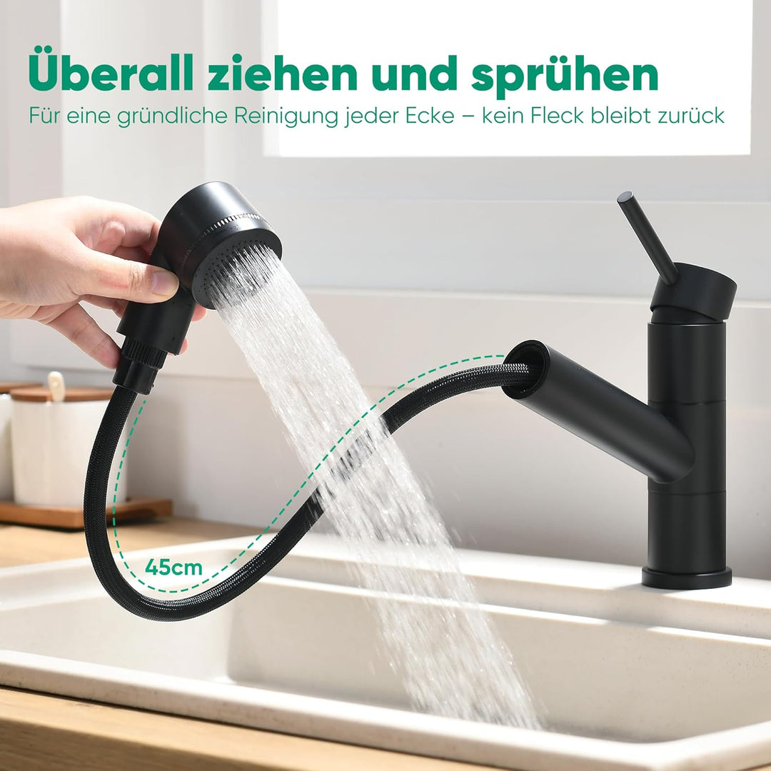 Wasserhahn Küche Spültischarmatur mit ausziehbarer Brause, usziehbarer Wasserhahn 360° schwenkbar zw