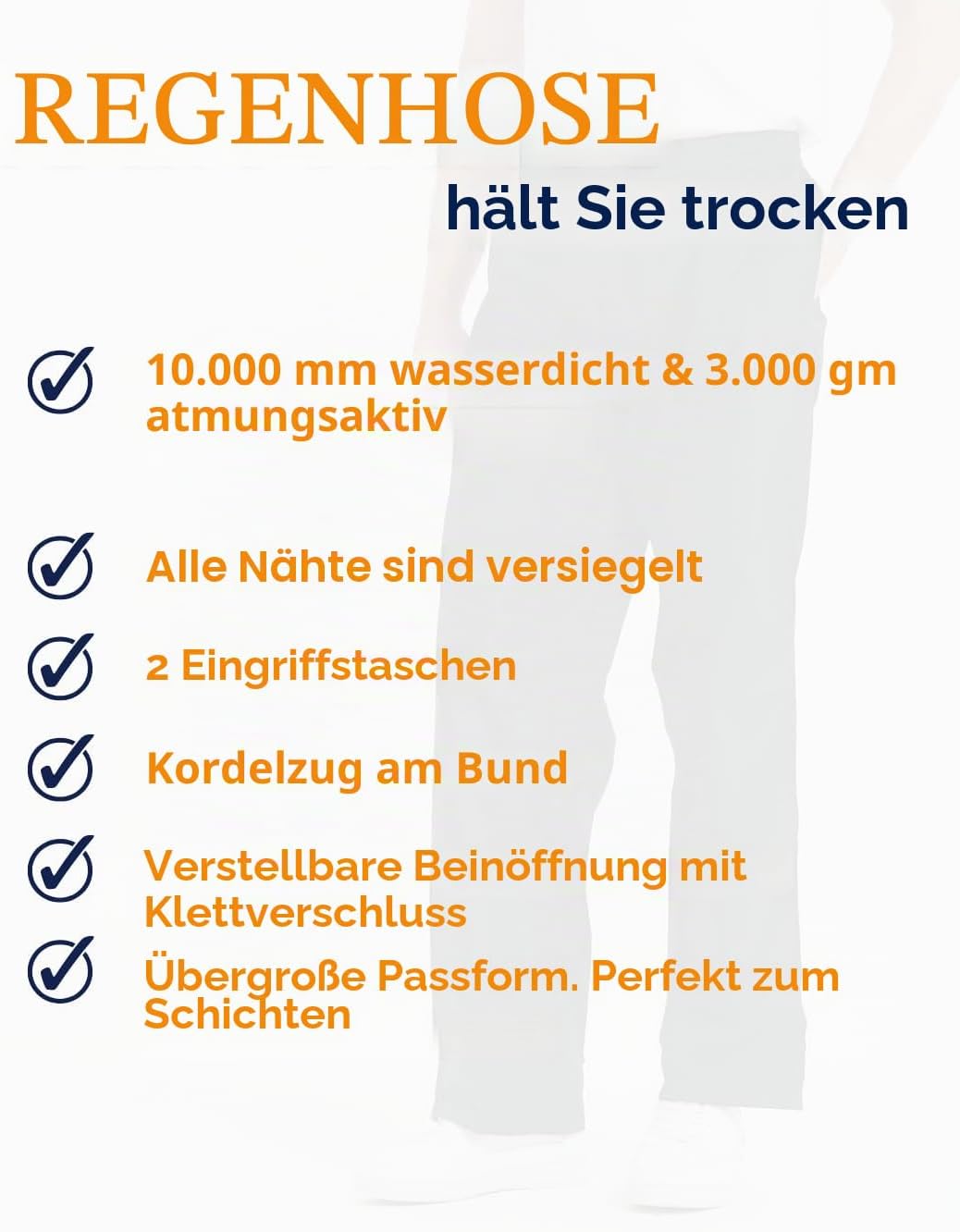 Acme Projects Regenhose, 100% wasserdicht, atmungsaktiv, getapte Nähte, 10.000 mm/3.000 g zum Wander