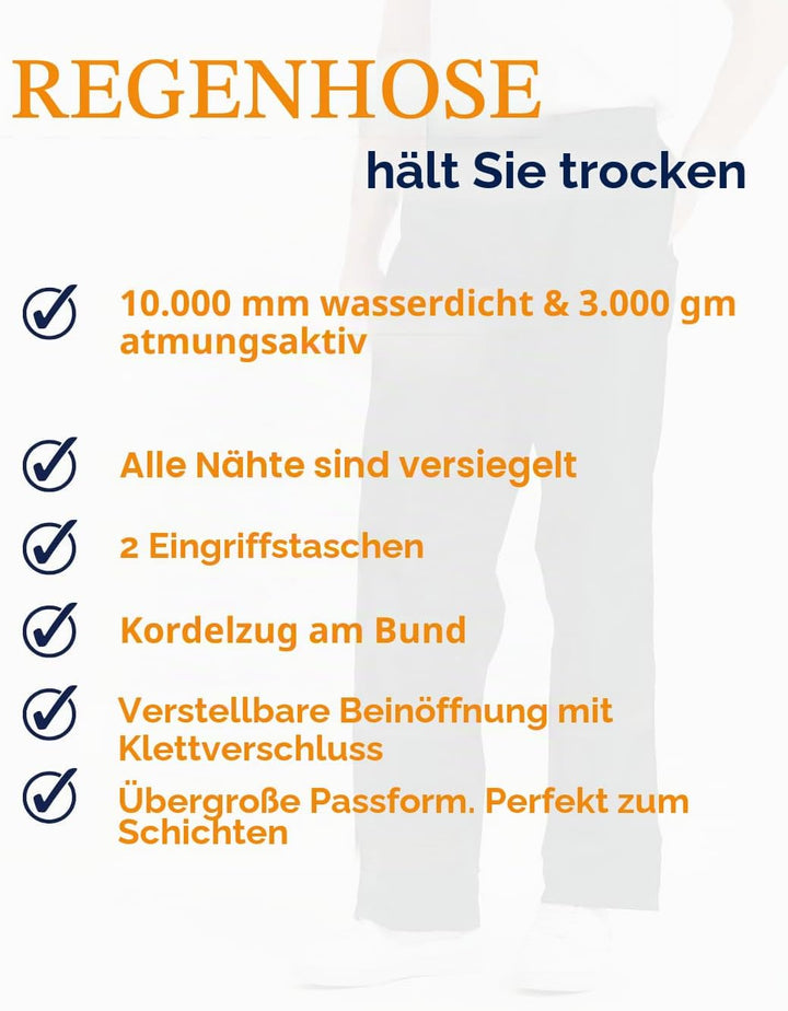 Acme Projects Regenhose, 100% wasserdicht, atmungsaktiv, getapte Nähte, 10.000 mm/3.000 g zum Wander
