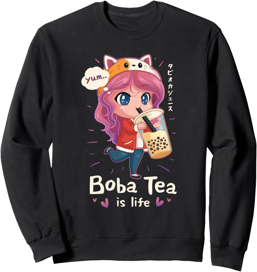 Kawaii Niedliches Anime Mädchen Otaku Japanischer Boba Tee Sweatshirt