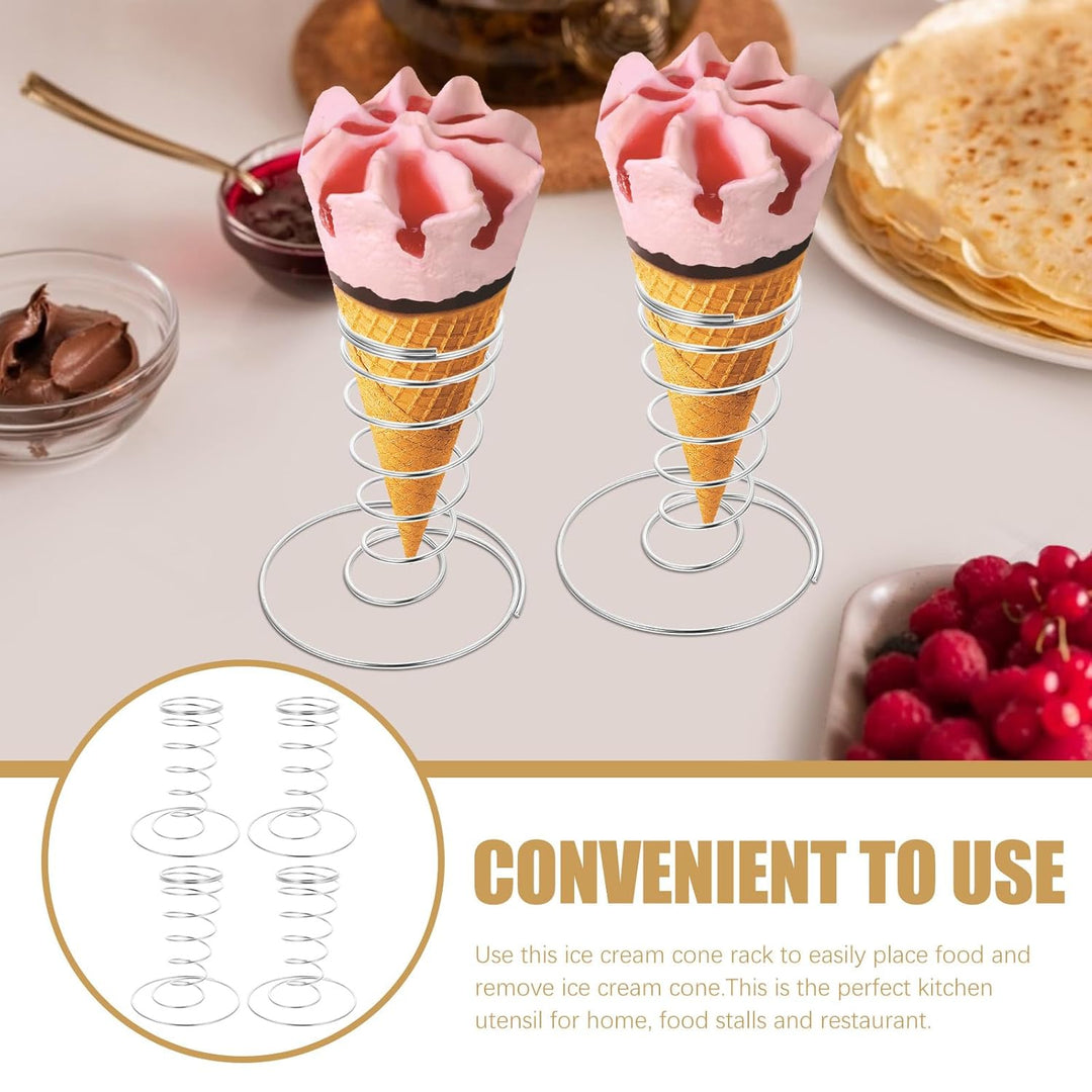 ULTECHNOVO Eistütenhalter Edelstahl 4 Stück Eiscreme-Präsentationsständer Kegelhalter Für Kuchen Und