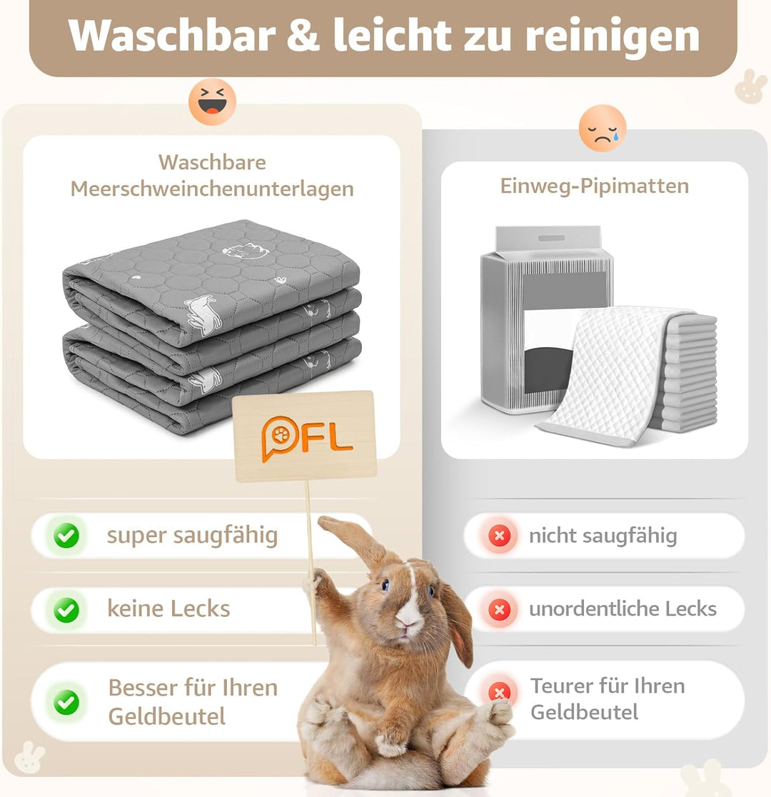 Wiederverwendbare PIPI-Pads für Meerschweinchen, waschbar und super saugfähige Unterlagen, Kleintier