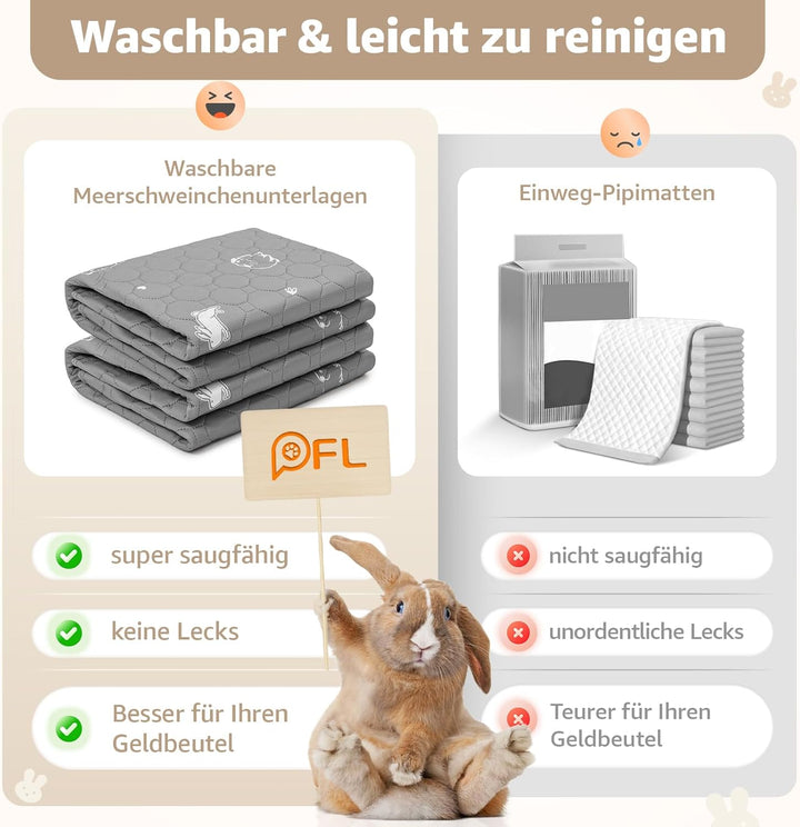Wiederverwendbare PIPI-Pads für Meerschweinchen, waschbar und super saugfähige Unterlagen, Kleintier