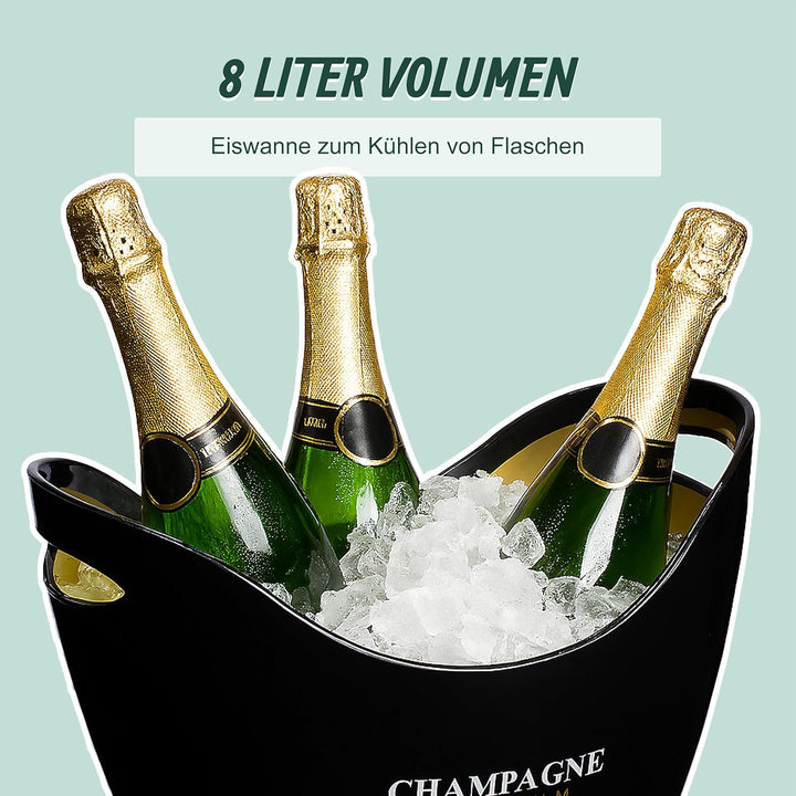 Relaxdays Sektkühler, Flaschenkühler, 8l Volumen, Getränke kühlen, Champagnerkühler HxBxT: 25,5x35x2