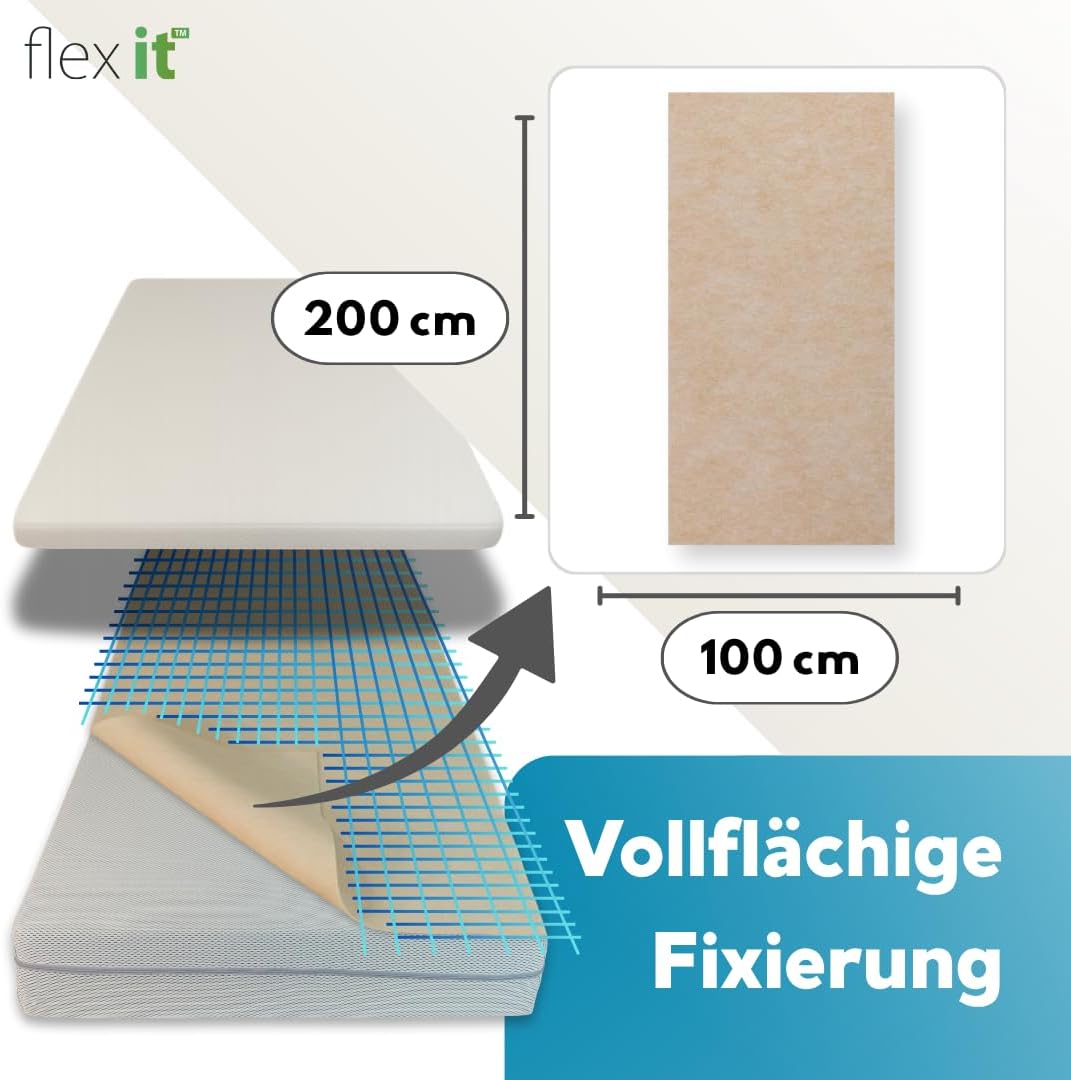 Flex it - flexTopp 100x200 cm Antirutschmatte für Bett Matratzen Befestigung Topper Matratze Lattenr