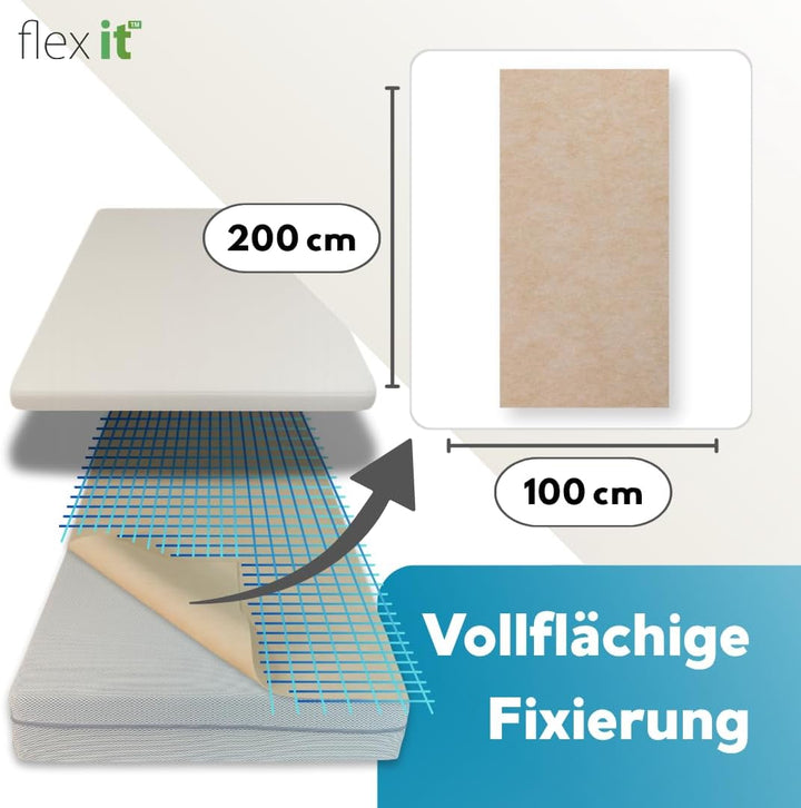 Flex it - flexTopp 100x200 cm Antirutschmatte für Bett Matratzen Befestigung Topper Matratze Lattenr