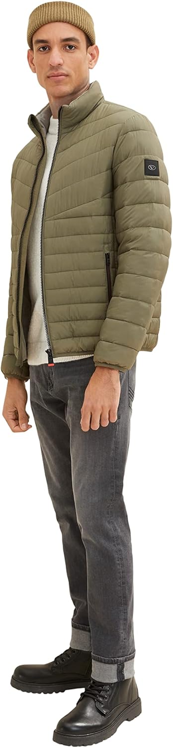 TOM TAILOR Herren Lightweight Steppjacke mit Stehkragen, 10415 - Dusty Olive Green