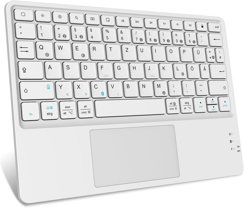 Fintie Kabellose Bluetooth Tastatur mit Touchpad, Tablet Tastatur Deutsch Layout für iPad, Samsung,