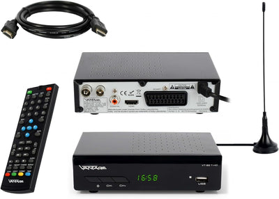 Vantage VT-92 DVB-T/T2 Reciever, Empfang Aller freien SD und HD DVB-T2 Sender, Digital, Full-HD 1080