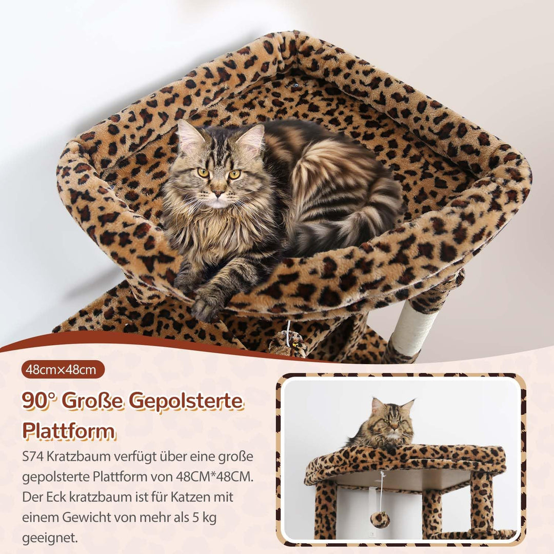 Globlazer Kratzbaum Grosse Leoparden 188 cm mit 2 Grosser Katzenhaus 50 * 30 * 30CM, Extragross Gepo