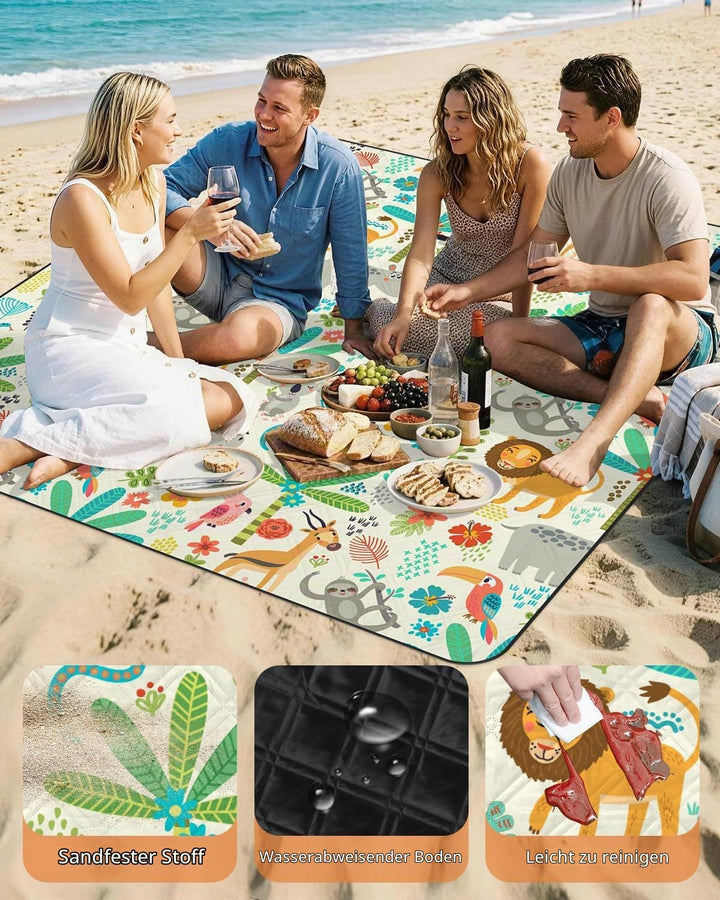 Extra gross Kinder Picknickdecke Wasserdicht 200 * 200cm, Strandmatte Campingdecke Gepolstert Faltba