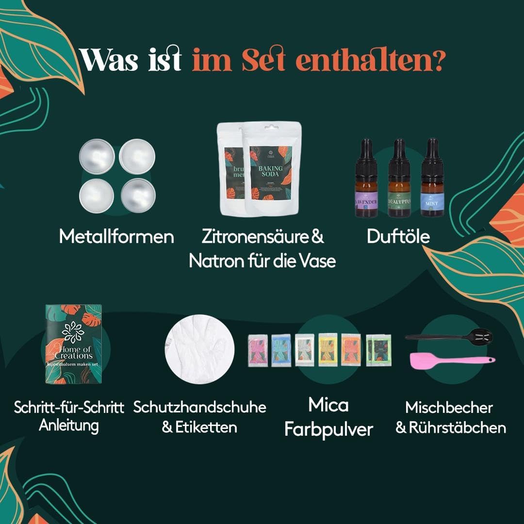 Badebomben DIY Set | Badebomben Selber Machen mit Farben & Düften | Bastelset Erwachsene | DIY Set E