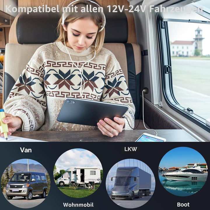 acegoo USB C Steckdose 12V Wohnmobil Ladegerät Vollaluminium, Typ C USB Anschluss PD3.0 QC3.0 KFZ Bu