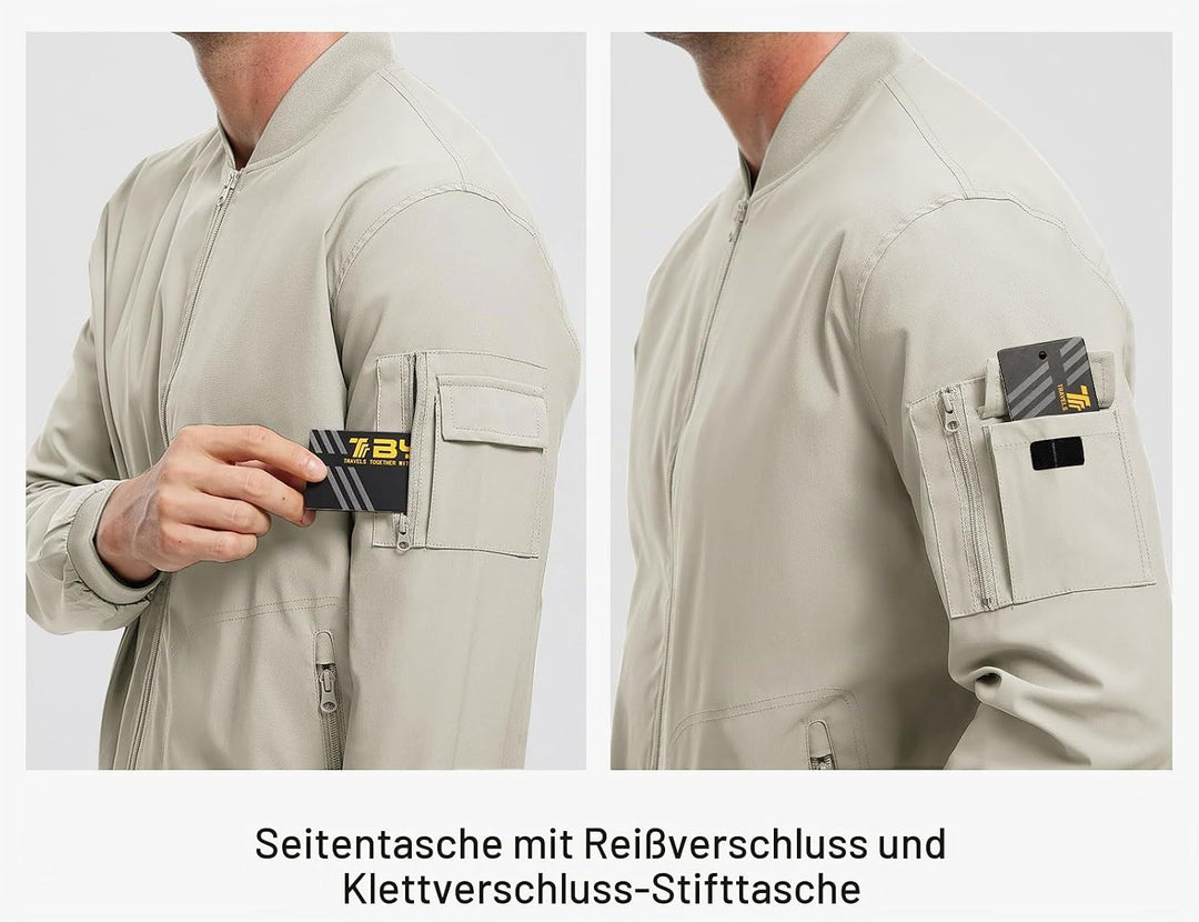 Herren Jacken Leichte Windbreaker Übergangsjacke Bomberjacke Frühling Herbst Fliegerjacke Stehkragen