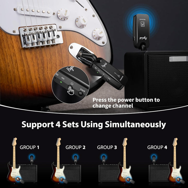 POGOLAB 5,8G Drahtlos Gitarrensystem Gitarre Sender Empfänger für Bass Gitarre, Kabello E Gitarre Wi