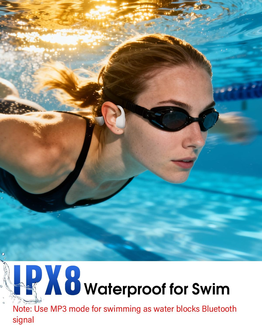 Knochenschall Kopfhörer Schwimmen, IP68, Bluetooth 6.0, 8 GB MP3 | Open-Ear Sportkopfhörer, IP68 was