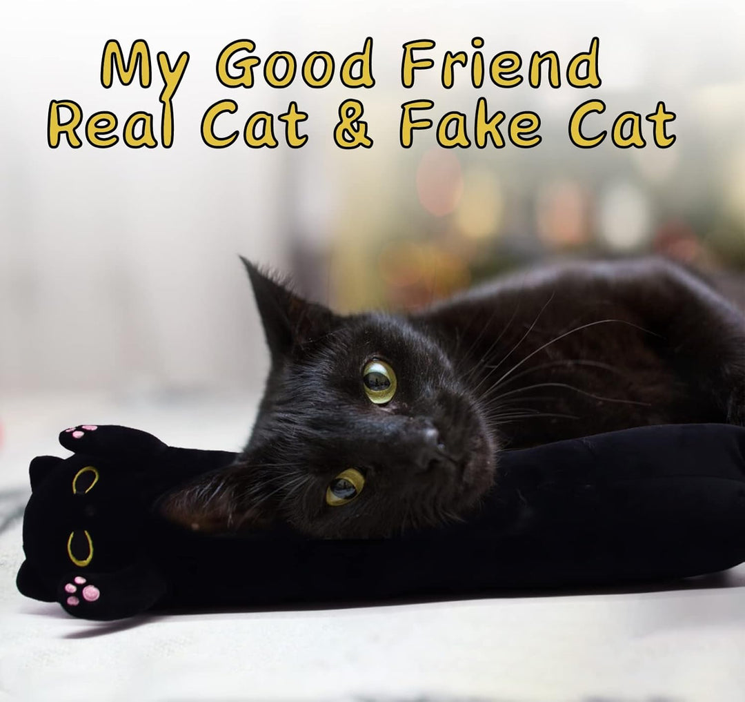MUFEIRUO Lange Katze Kuscheltier Katzen Plüsch, Stofftiere Katzen Schwarze Plüsch Kissen, Stofftier