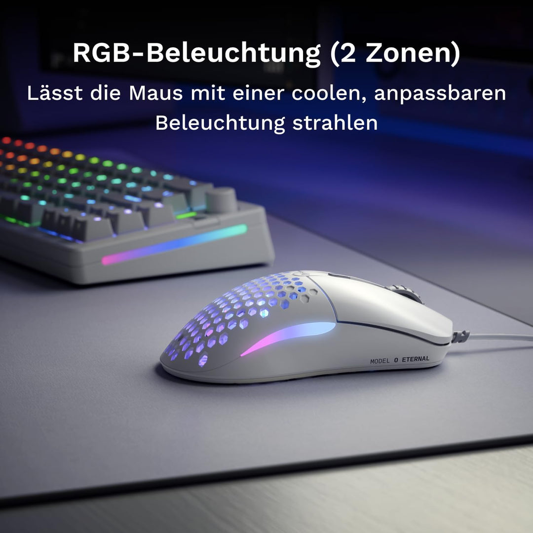 GLORIOUS Model O Eternal ultraleichte RGB-Gaming-Maus – Kabelgebunden – nur 55 g – benutzerdef. RGB-