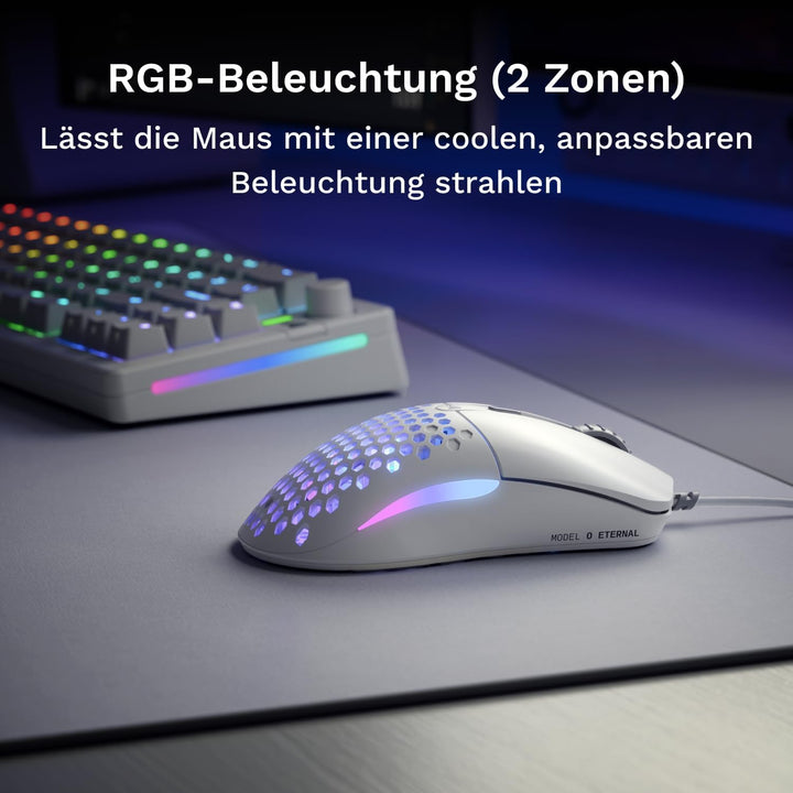 GLORIOUS Model O Eternal ultraleichte RGB-Gaming-Maus – Kabelgebunden – nur 55 g – benutzerdef. RGB-