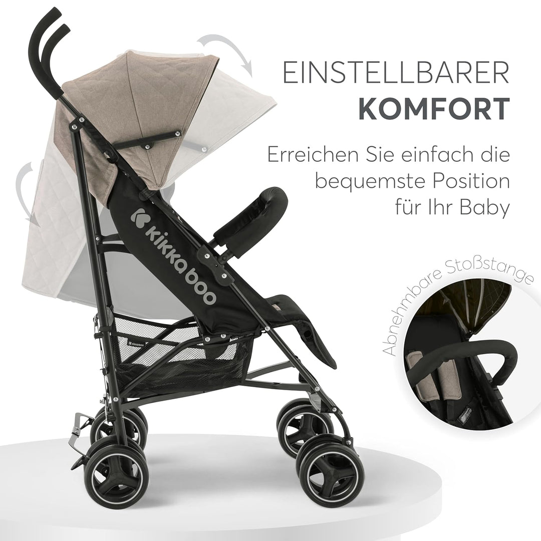 KikkaBoo BEETLE Kinderwagen, Babysportwagen bis zu 22 kg, Zusammenklappbar, Leicht, Kompakt, Beige,