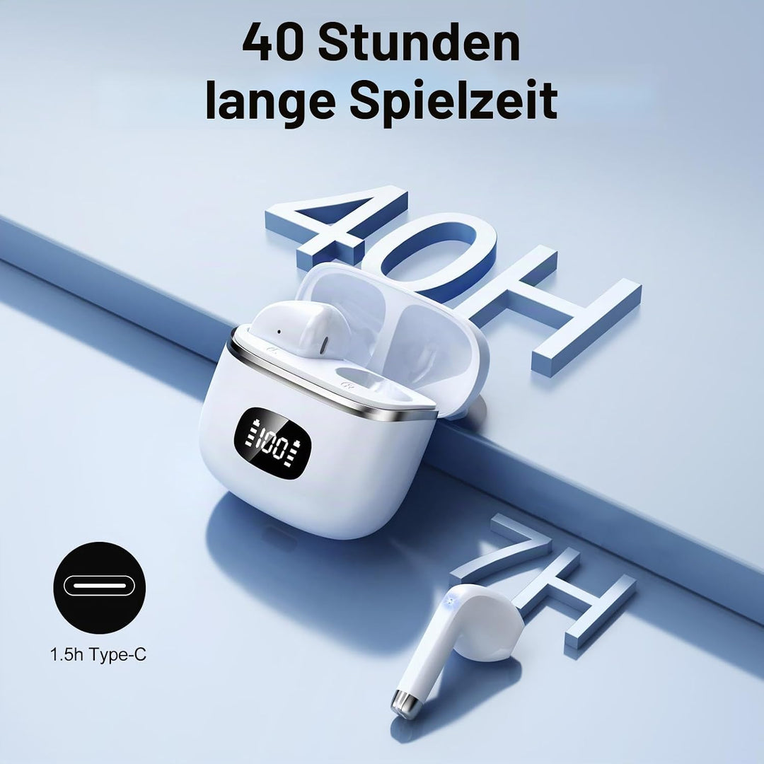 Bluetooth Kopfhörer, 2026 Neu In Ear Kopfhörer Kabellos Bluetooth 5.3 mit 4 ENC Mic, HiFi Stereo Noi