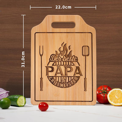 Giftasy Geschenke für Papa - Graviertes Bambus Schneidebrett mit Spruch, Bester Papa Geschenke, Gebu