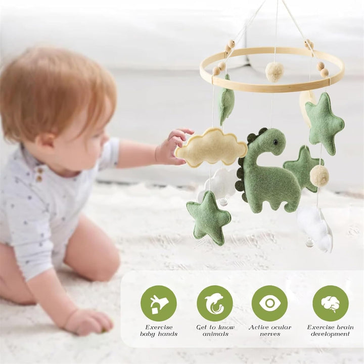 Baby Windspiele, Mobile Baby Windspiele Dinosaurier mit Wolken, Holz Hängende Baby Windspiel, Kinder