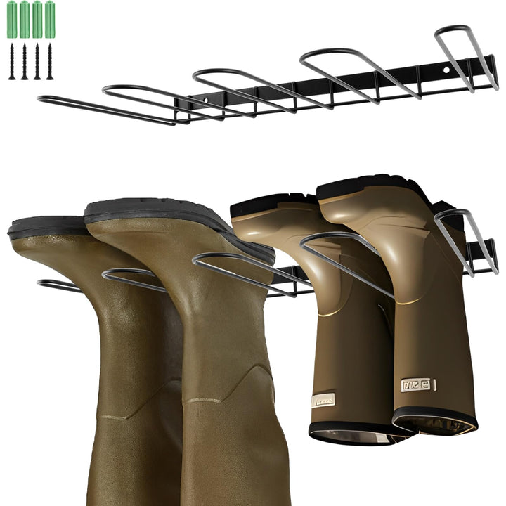 2 Stück Schuhregal Wand Metall Schwarz, Stiefelhalter für 4 Paar, Schuhregal Stiefel, Stiefel Aufbew