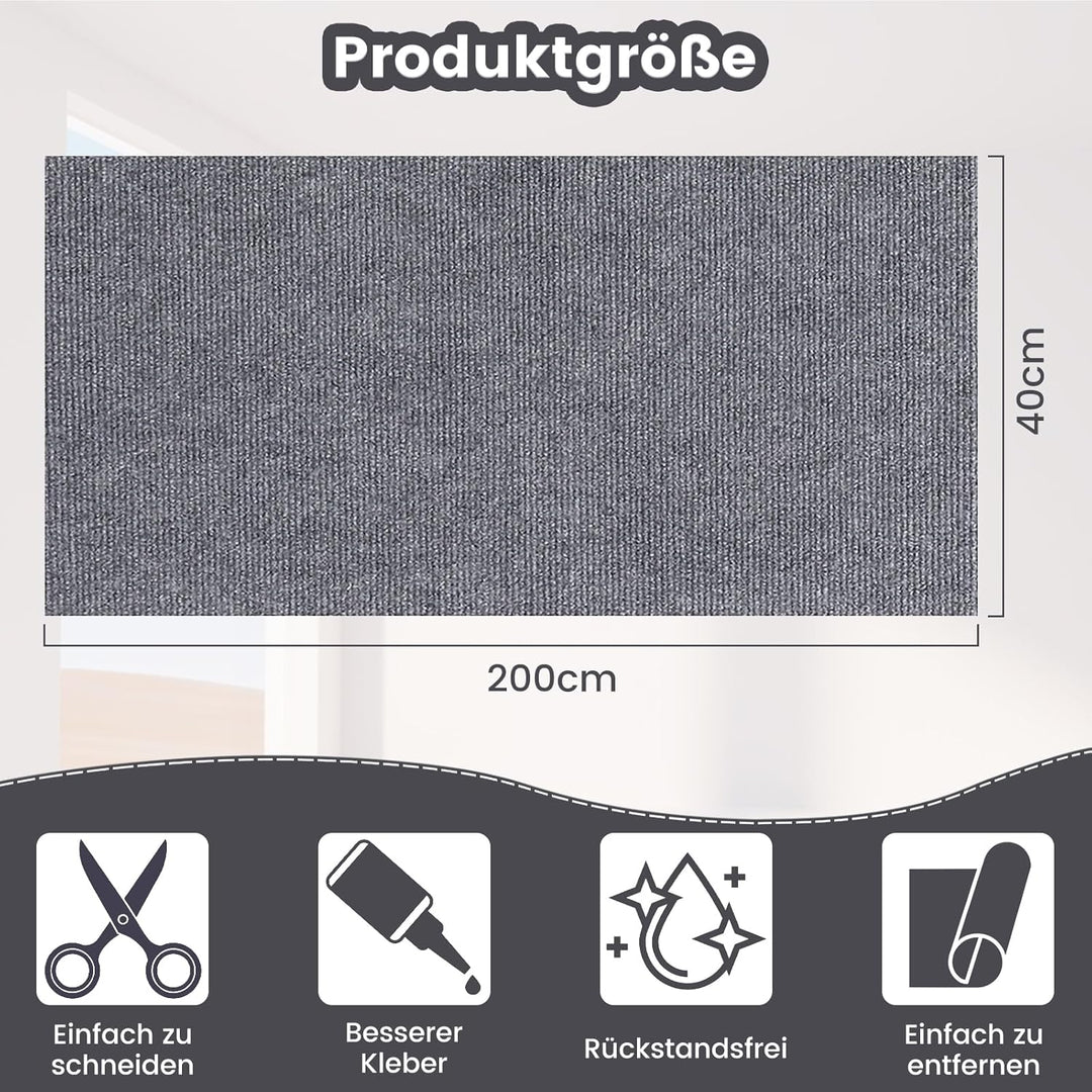 200 * 40CM Kratzmatte Selbstklebend, Selbstklebend Kratzmatte Katze, Kratzschutz Sofa Katze, DIY Kra