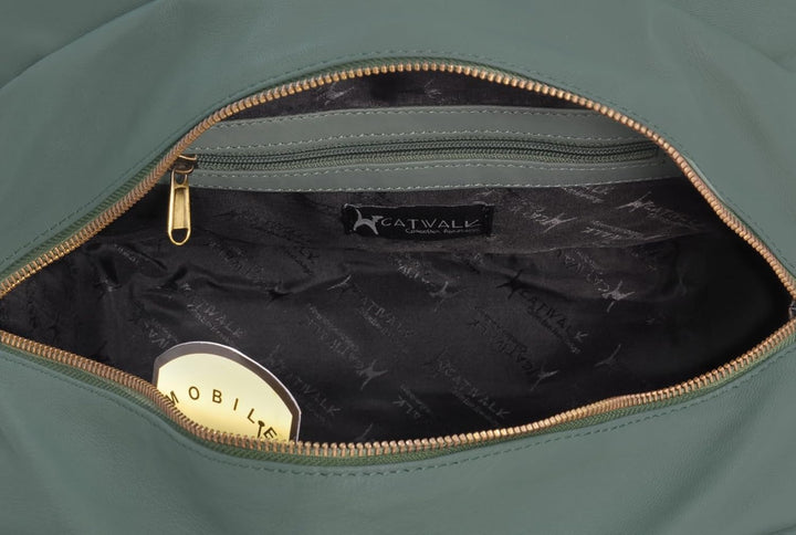 Catwalk Collection Handbags - Leder - Umhängetasche/Shopper/Tote - CAZ Grün, Grün