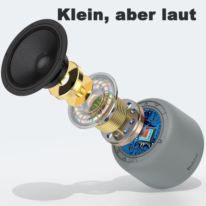 Bobtot Tragbarer Bluetooth-Lautsprecher, kabelloser wasserdichter Lautsprecher mit lautem Stereo-Sou