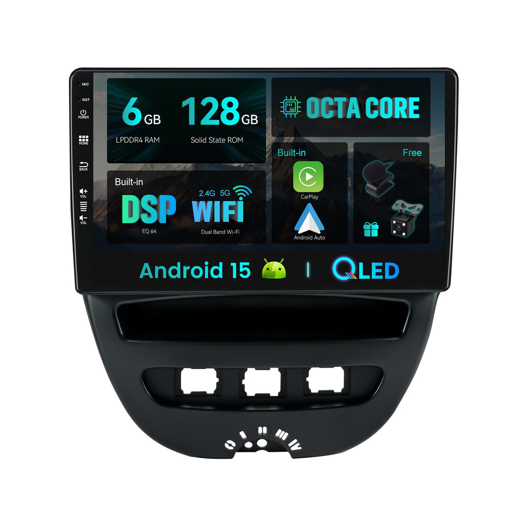 SXAUTO - 6G+128G - Android 12 IPS Autoradio für Toyota Aygo/Peugeot 107/Citroen C1 (2005-2014) - Ein